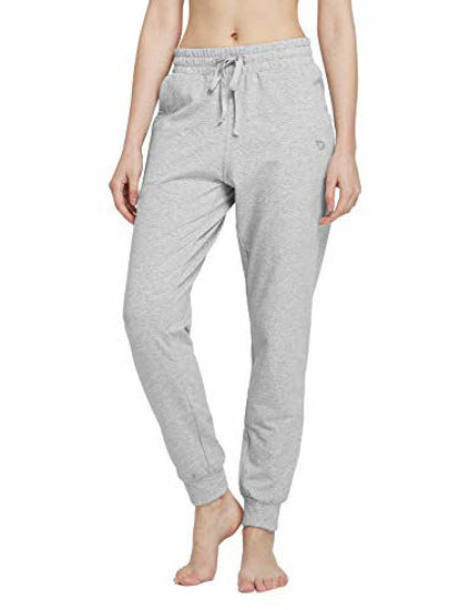 GetUSCart- BALEAF Women's Cotton Sweatpants Cozy Joggers Pants Tapered  Active Yoga Lounge Casual Travel Pants with Pockets Light Gray Size XS