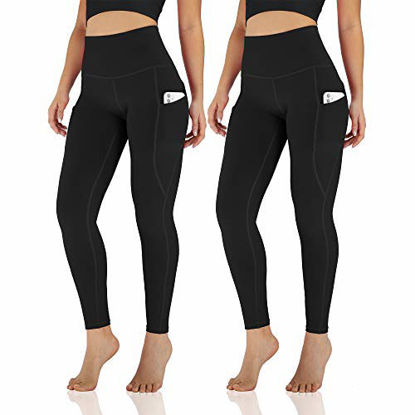 Picture of ODODOS Women's High Waisted Yoga Leggings with Pocket, Workout Sports Running Athletic Leggings with Pocket, Full-Length, Black2Pack,X-Small