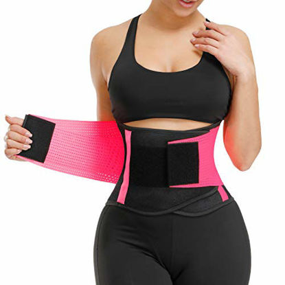 Picture of VENUZOR Waist Trainer Belt for Women - Waist Cincher Trimmer - Slimming Body Shaper Belt - Sport Girdle Belt (UP Graded) (Z1-Hot Pink, M)