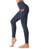Picture of Dragon Fit High Waist Yoga Leggings with 3 Pockets,Tummy Control Workout Running 4 Way Stretch Yoga Pants (X-Large, Ink Blue)