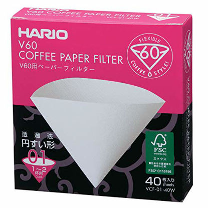 Picture of Hario V60 Paper Coffee Filters, Size 01, White, Untabbed