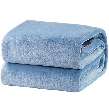 Picture of Bedsure Fleece Blanket King Size Washed Blue Lightweight Super Soft Cozy Luxury Bed Blanket Microfiber