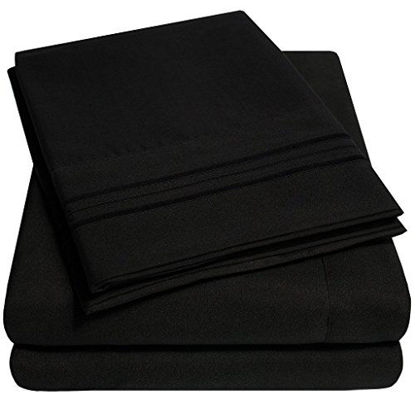 Picture of 1500 Supreme Collection Bed Sheet Set - Extra Soft, Elastic Corner Straps, Deep Pockets, Wrinkle & Fade Resistant Hypoallergenic Sheets Set, Luxury Hotel Bedding, Full, Black