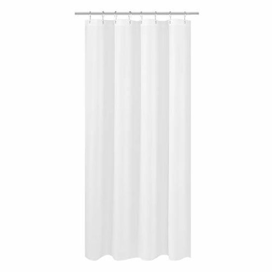 Picture of RV Shower Curtain Liner Fabric 47 x 64 inches, Hotel Quality, Washable, Water Repellent, White Bathroom Curtains with Grommets, 47x64