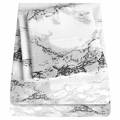 Picture of 1500 Supreme Collection Extra Soft Marble Print Sheet Set- Luxury Bed Sheets Set with Deep Pocket Wrinkle Free Hypoallergenic Bedding, Twin Size