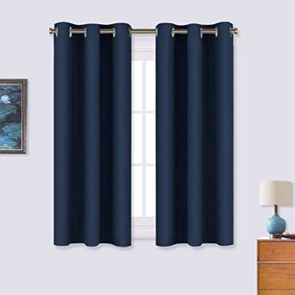 Picture of NICETOWN Blackout Curtain Panels, Window Treatment Energy Saving Thermal Insulated Solid Grommet Blackout Drapes/Draperies (Navy, 1 Pair, 34 by 54-inch)