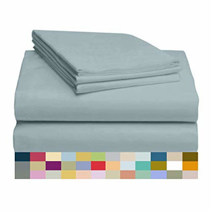 Picture of LuxClub 4 PC Sheet Set Bamboo Sheets Deep Pockets 18" Eco Friendly Wrinkle Free Sheets Machine Washable Hotel Bedding Silky Soft - Light Teal Twin