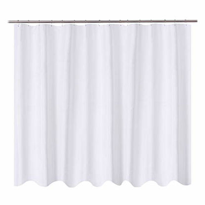 Picture of N&Y HOME Fabric Shower Curtain Liner Oversize 96 x 72 inches, Hotel Quality, Washable, Water Repellent, White Bathroom Curtains with Grommets, 96x72