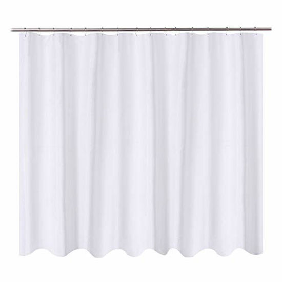 Picture of N&Y HOME Fabric Shower Curtain Liner Oversize 96 x 72 inches, Hotel Quality, Washable, Water Repellent, White Bathroom Curtains with Grommets, 96x72