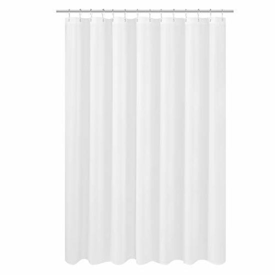 Picture of N&Y HOME Fabric Shower Curtain Liner Wide and Long 78 x 78 inches, Hotel Quality, Washable, Water Repellent, White Bathroom Curtains with Grommets, 78x78