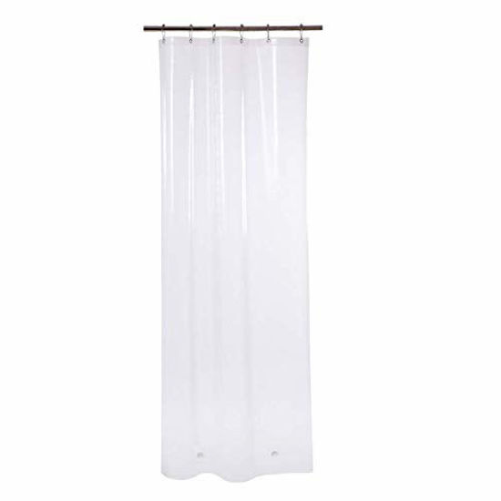 Picture of AmazerBath Plastic Shower Curtain, 36 x 72 Inches EVA 8G Thick Bathroom Shower Curtains with Heavy Duty Clear Stones and 6 Grommet Holes-Clear