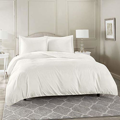 Picture of Nestl Duvet Cover 3 Piece Set - Ultra Soft Double Brushed Microfiber Hotel Collection - Comforter Cover with Button Closure and 2 Pillow Shams, Off White - Full (Double) 80"x90"