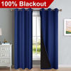 Picture of NICETOWN 100% Blackout Curtain Set, Thermal Insulated & Energy Efficient Window Draperies for Guest Room, Full Shading Panels for Shift Worker and Light Sleepers, Navy Blue, 42W x 84L, 2 PCs