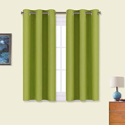 Picture of NICETOWN Blackout Curtain Panels for Loft Window, Thermal Insulated Window Decoration Blackout Draperies/Drapes for Window (1 Pair, 34 x 45 inches in Fresh Green)