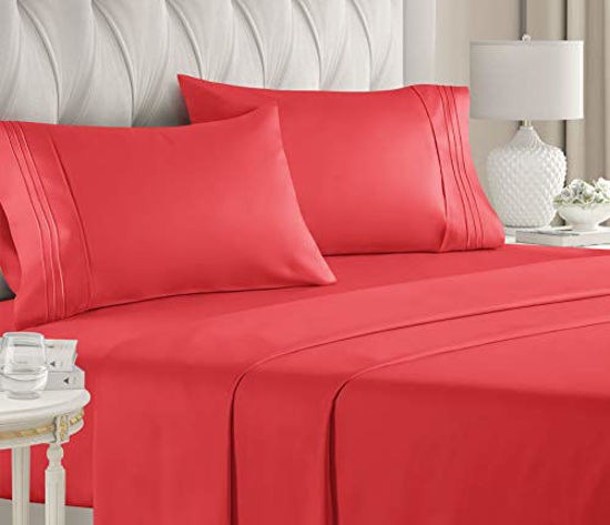 Getuscart California King Size Sheet Set 4 Piece Hotel Luxury Bed Extra Soft Deep Pockets Breathable Cooling Wrinkle Free Cali Sheets Pc Cal Mattress California King Size Sheet Set, Size Of California King Bed Sheets
