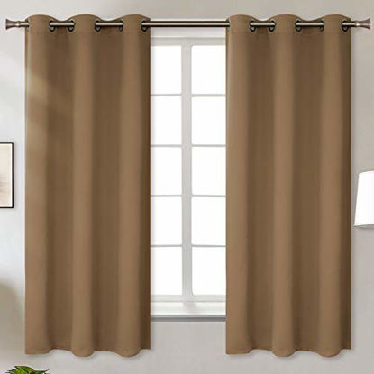Picture of BGment Blackout Curtains for Living Room - Grommet Thermal Insulated Room Darkening Curtains for Bedroom, 2 Panels of 42 x 63 Inch, Taupe