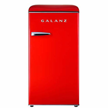 Picture of Galanz GLR33MRDR10 Retro Compact Refrigerator, Single Door Fridge, Adjustable Mechanical Thermostat with Chiller, 3.3 Cu Ft, Red