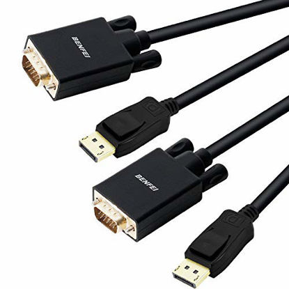 Picture of DisplayPort to VGA 6 Feet Cable 2 Pack, Benfei Display Port Male to VGA Male Gold-Plated Cord 6 feet Compatible for Lenovo, Dell, HP, ASUS and Other Brand