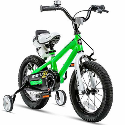 Picture of RoyalBaby Kids Bike Boys Girls Freestyle BMX Bicycle with Training Wheels Kickstand Gifts for Children Bikes 16 Inch Green