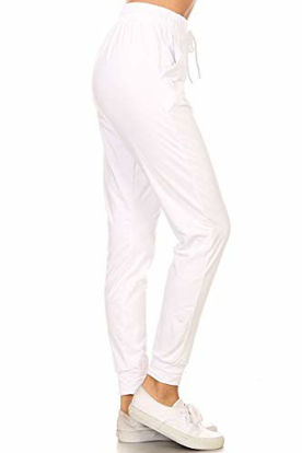 Picture of Leggings Depot JGA128-WHITE-G-XL Solid Jogger Track Pants w/Pockets, X-Large