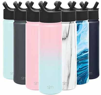 Picture of Simple Modern Insulated Water Bottle with Straw Lid Reusable Wide Mouth Stainless Steel Flask Thermos, 22oz (650ml), Ombre: Sweet Taffy