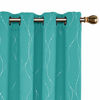 Picture of Deconovo Grommet Top Blackout Curtains Wave Line with Dots Foil Printed Light Blocking Window Draperies for Sliding Glass Door 52 x 63 Inch Turquoise 2 Panels