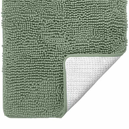 Picture of Gorilla Grip Original Luxury Chenille Bathroom Rug Mat, 48x24, Extra Soft and Absorbent Shaggy Rugs, Machine Wash and Dry, Perfect Plush Carpet Mats for Tub, Shower, and Bath Room, Sage Green
