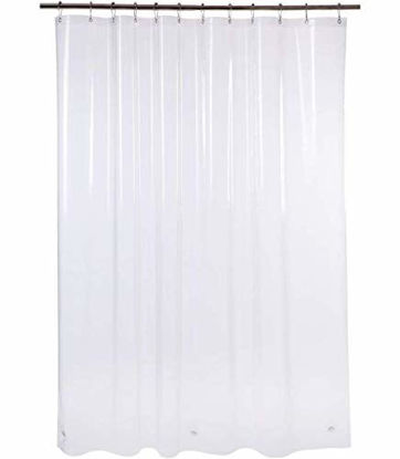 Picture of AmazerBath Plastic Shower Curtain, 72 x 72 Inches EVA 8G Shower Curtain with Heavy Duty Clear Stones and 12 Grommet Holes Thick Bathroom Plastic Shower Curtains-Clear