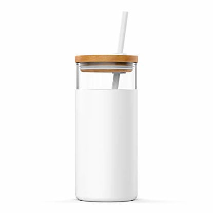 Picture of Tronco 20oz Glass Tumbler Straw Silicone Protective Sleeve Bamboo Lid - BPA Free