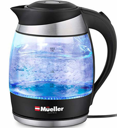Picture of Mueller Premium 1500W Electric Kettle with SpeedBoil Tech, 1.8 Liter Cordless with LED Light, Borosilicate Glass, Auto Shut-Off and Boil-Dry Protection
