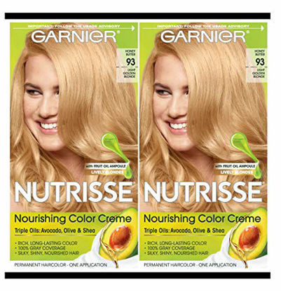 Picture of Garnier Hair Color Nutrisse Nourishing Creme, 93 Light Golden Blonde (Honey Butter), 2 Count