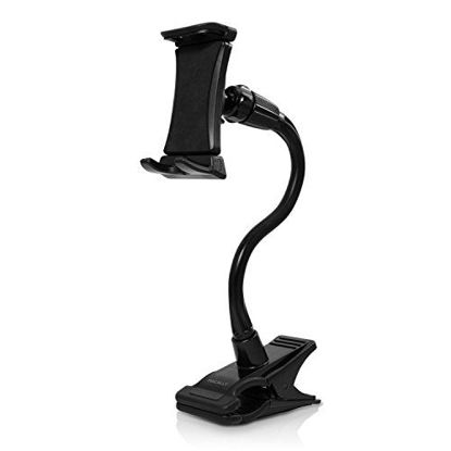 Picture of Macally Adjustable Gooseneck Tablet Holder & Phone Clip - Works with Phones & Tablets up to 8 - Flexible Phone Holder & Tablet Mount with Clip On Clamp for Desks up to 1.75 Thick (CLIPMOUNT),Black