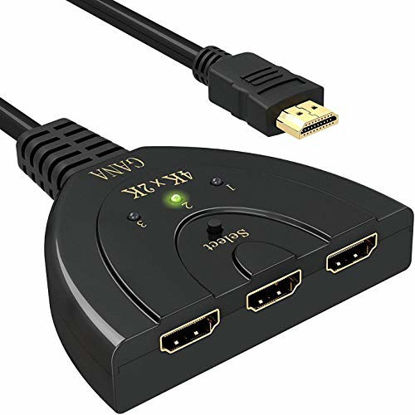 Picture of HDMI Switch,GANA 3 Port 4K HDMI Switch 3x1 Switch Splitter with Pigtail Cable Supports Full HD 4K 1080P 3D Player