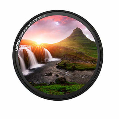 Picture of waka 58mm MC UV Filter - Ultra Slim 16 Layers Multi Coated Ultraviolet Protection Lens Filter for Canon Nikon Sony DSLR Camera Lens