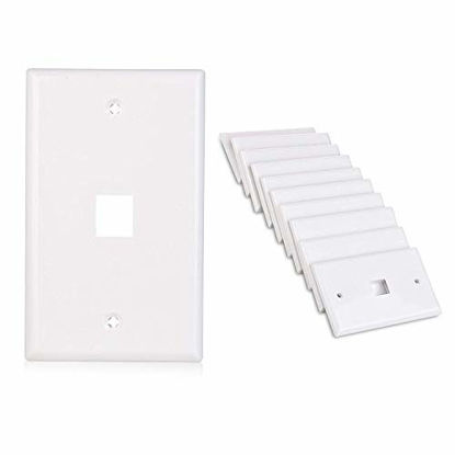 Picture of Cable Matters 10-Pack Low Profile 1 Port Keystone Jack Wall Plate in White