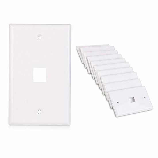 Picture of Cable Matters 10-Pack Low Profile 1 Port Keystone Jack Wall Plate in White