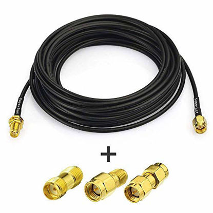 Picture of Superbat RF coaxial SMA Male to SMA Female Bulkhead RG174 15ft Cable + 3pcs RF Coax SMA Adapter Kit for SDR Equipment Antenna Ham Radio,3G 4G LTE Antenna,ADS-B,GPS and etc