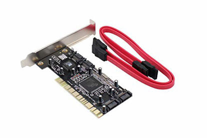 Picture of XtremeAmazing 4 Ports PCI SATA Raid Controller Internal Expansion Card Adapter, PCI to SATA Adapter Converter with 2 Sata Cables for Desktop PC HDD SSD
