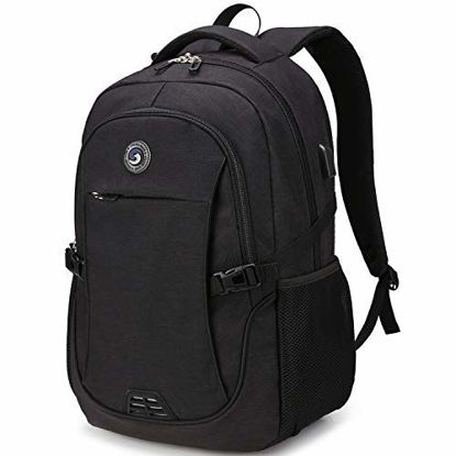 Picture of SHRRADOO Durable Waterproof Anti Theft Laptop Backpack Travel Backpacks Bookbag with usb Charging Port for Women & Men School College Students Backpack Fits 15.6 Inch Laptop Black