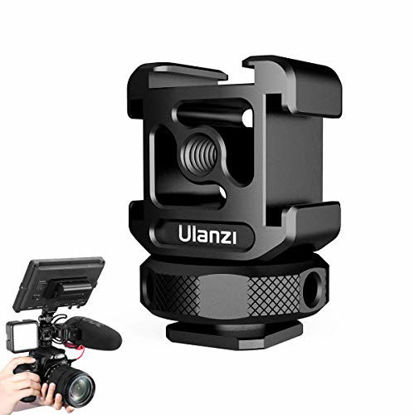 Picture of ULANZI PT-12 Camera Hot Shoe Extension Bracket with Triple Cold Shoe Mounts for Microphone LED Video Light, 1/4'' Screw for Magic Arm, Aluminum Shoe Mount Compatible with Nikon Canon Sony Cameras