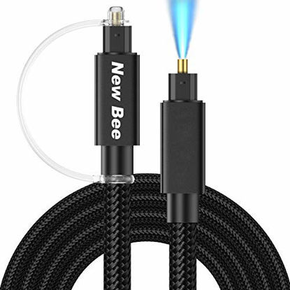 Picture of Optical Audio Cable 10ft New bee 24K Gold-Plated Nylon Braided Digital Toslink Cable for [S/PDIF] Home Theater, Sound Bar, TV, PS4, Xbox, Playstation