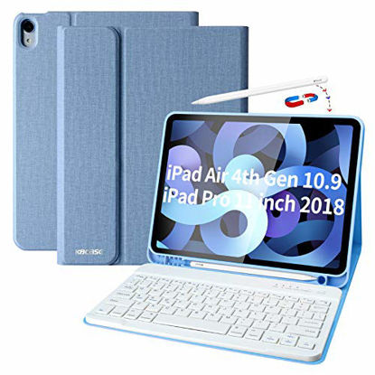 Picture of iPad Air 4th Generation Case with Keyboard iPad 10.9 2020 Keyboard Case with Pencil Holder Bluetooth Keyboard Cover Case for iPad 11 Pro 2018, iPad Air 4 Gen, Slim Keyboard Case