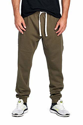 Picture of ProGo Men's Casual Jogger Sweatpants Basic Fleece Marled Jogger Pant Elastic Waist (X-Small, Olive)