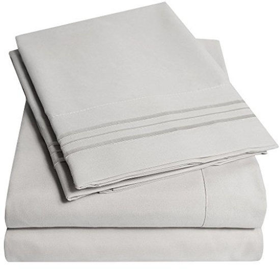 Picture of 1500 Supreme Collection Extra Soft Twin Sheets Set, Silver - Luxury Bed Sheets Set with Deep Pocket Wrinkle Free Hypoallergenic Bedding, Over 40 Colors, Twin Size, Silver