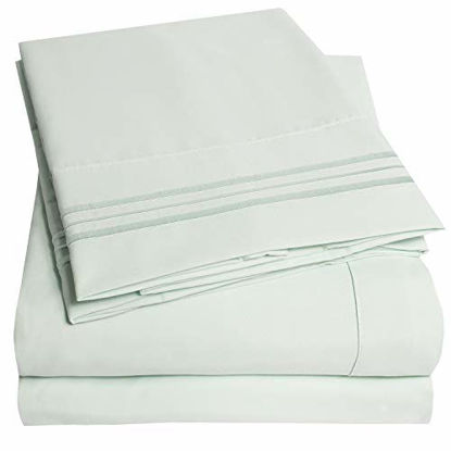 Picture of 1500 Supreme Collection Bed Sheet Set - Extra Soft, Elastic Corner Straps, Deep Pockets, Wrinkle & Fade Resistant Hypoallergenic Sheets Set, Luxury Hotel Bedding, Full, Mint