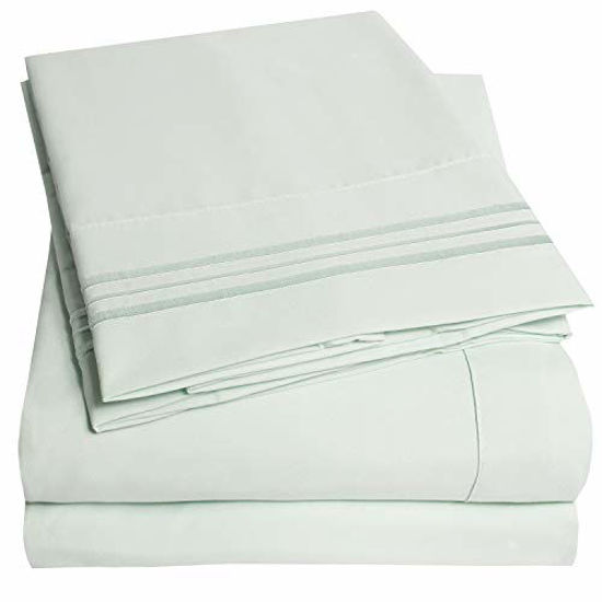 Picture of 1500 Supreme Collection Bed Sheet Set - Extra Soft, Elastic Corner Straps, Deep Pockets, Wrinkle & Fade Resistant Hypoallergenic Sheets Set, Luxury Hotel Bedding, Full, Mint