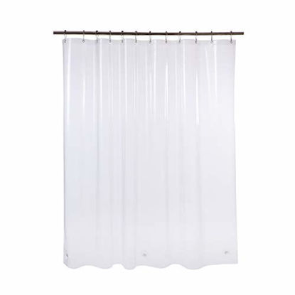 Picture of AmazerBath Plastic Shower Curtain, 72 x 65 Inches EVA 8G Thick Bathroom Shower Curtains with Heavy Duty Clear Stones and 12 Grommet Holes-Clear