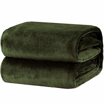Picture of Bedsure Fleece Blanket King Size Oive Green Lightweight Super Soft Cozy Luxury Bed Blanket Microfiber