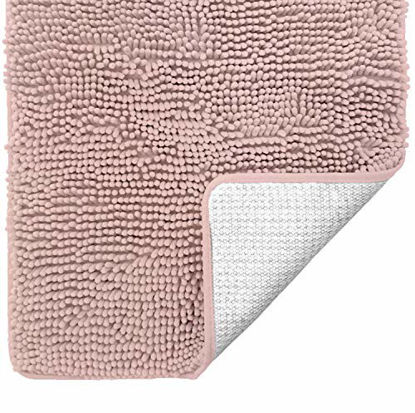 Picture of Gorilla Grip Original Luxury Chenille Bathroom Rug Mat, 48x24, Extra Soft and Absorbent Shaggy Rugs, Machine Wash and Dry, Perfect Plush Carpet Mats for Tub, Shower, and Bath Room, Dusty Rose