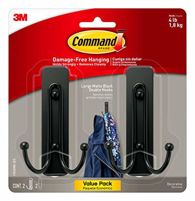 Picture of Command 17036MB-2ES Large Wall Hooks, 2 Pack, Matte Black